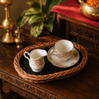 Ganderbal Kashmir Willow Wicker Serving Tray, The Brass Atelier. Handmade in India by House of Taraasha.