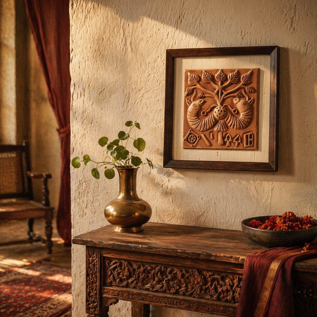 Harappan Seal Terracotta Peepul Tree Replica, The Art Wall. Handmade in India by House of Taraasha.