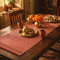 Madur Maroon Handwoven Grass Table Runner, The Gathered Table. Handmade in India by House of Taraasha.