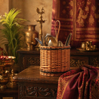 Kashmir Willow Wicker Cutlery Caddy, The Wicker House. Handmade in India by House of Taraasha.