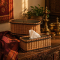 Kashmiri Willow Wicker Bread Box & Tissue Holder, The Wicker House. Handmade in India by House of Taraasha.
