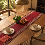 Madur Beige Handwoven Grass Table Runner, The Gathered Table. Handmade in India by House of Taraasha.