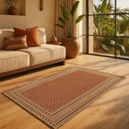 Maroon and Black Hand Block-Printed Floor Rug, The Woven Floor. Handmade in India by House of Taraasha.