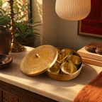 Moradabad Traditional Pure Brass Masala Dabba, The Brass Atelier. Handmade in India by House of Taraasha.