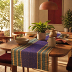 Madur Grass Woven Runner Teal and Cobalt Blue, The Gathered Table. Handmade in India by House of Taraasha.