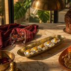 Moradabad Hammered Brass Serving Tray Platter, The Brass Atelier. Handmade in India by House of Taraasha.