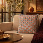 Jaali and Floral Blue and Dusty Pink Cushion Cover Set of 5, The Living Room. Handmade in India by House of Taraasha.