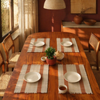Rust & Off-White Madur Grass Table Mat, The Gathered Table. Handmade in India by House of Taraasha.