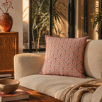 Royal Courtyards Dusty Pink Jaali & Floral Cushion Set, The Living Room. Handmade in India by House of Taraasha.