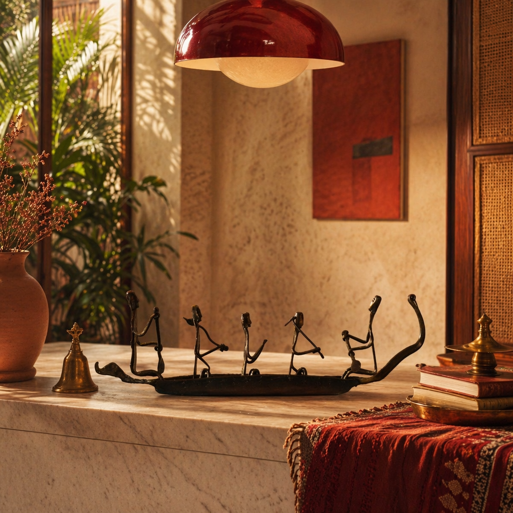 Bastar Naav Wrought Iron Tribal Boat, Tribal Stories. Handmade in India by House of Taraasha.