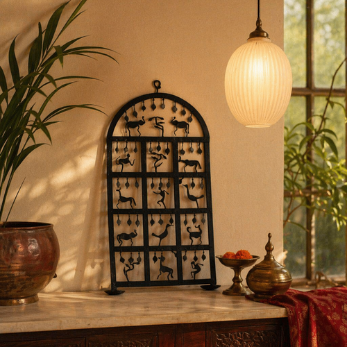 Bastar Forest Wrought Iron Tealight Stand, Still Light. Handmade in India by House of Taraasha.