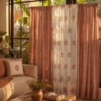 Royal Courtyards Dusty Pink & Off-White Woven-Sheer Set of Three, The Draped Window. Handmade in India by House of Taraasha.