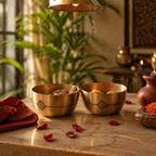 Kanjeevaram Brass Etched Small Serving Bowl, The Brass Atelier. Handmade in India by House of Taraasha.