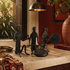 Bastar Wrought Iron Seated Musicians Trio, Tribal Stories. Handmade in India by House of Taraasha.