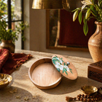 Rajasthani Hand-Painted Mango Wood Roti Box, The Wood Table. Handmade in India by House of Taraasha.