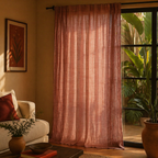 Dusty Pink Stripe Handwoven Semi-Blackout Cotton Curtain, The Draped Window. Handmade in India by House of Taraasha.