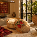 Rajasthan Hand-Painted Anar Mango Wood Roti Box, The Wood Table. Handmade in India by House of Taraasha.