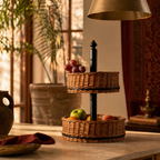 Kashmiri Two-Tier Collapsible Willow Fruit Basket, The Wicker House. Handmade in India by House of Taraasha.