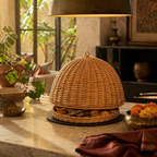 Kashmir Willow Cloche Serving Platter with Lid, The Wicker House. Handmade in India by House of Taraasha.