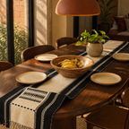 Black & White Tribal Naga Backstrap-Woven Runner, The Gathered Table. Handmade in India by House of Taraasha.