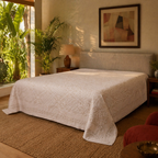 White Cutwork Appliqué Cotton Bed Cover, The Linen Room. Handmade in India by House of Taraasha.