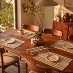 Off-White Madur Grass Table Mat, The Gathered Table. Handmade in India by House of Taraasha.