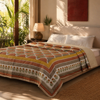 Rust & Taupe Marigold Cotton Quilt, The Linen Room. Handmade in India by House of Taraasha.