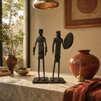 Bastar Wrought Iron Standing Musicians Duo, Tribal Stories. Handmade in India by House of Taraasha.