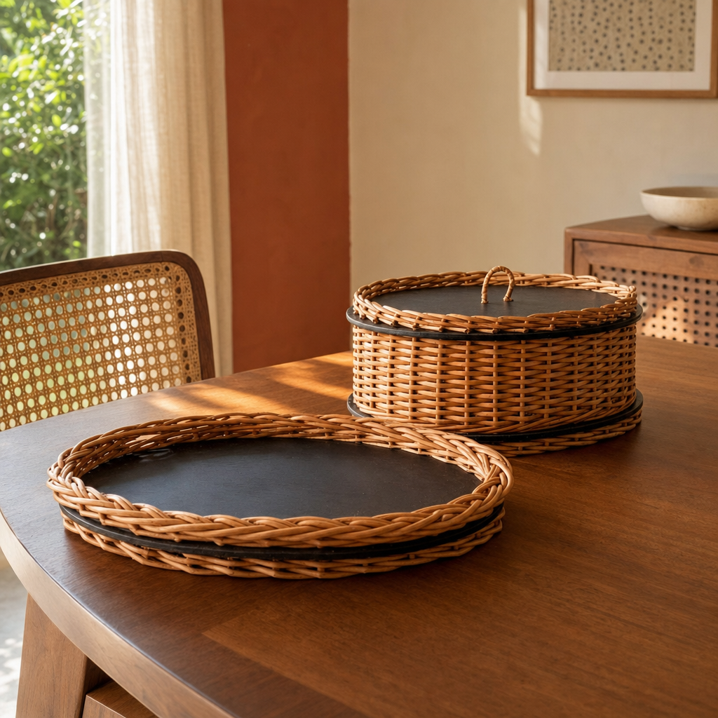 Kashmir Willow Storage Box & Serving Tray in a modern home