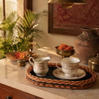 Ganderbal Kashmir Willow Wicker Serving Tray, The Brass Atelier. Handmade in India by House of Taraasha.