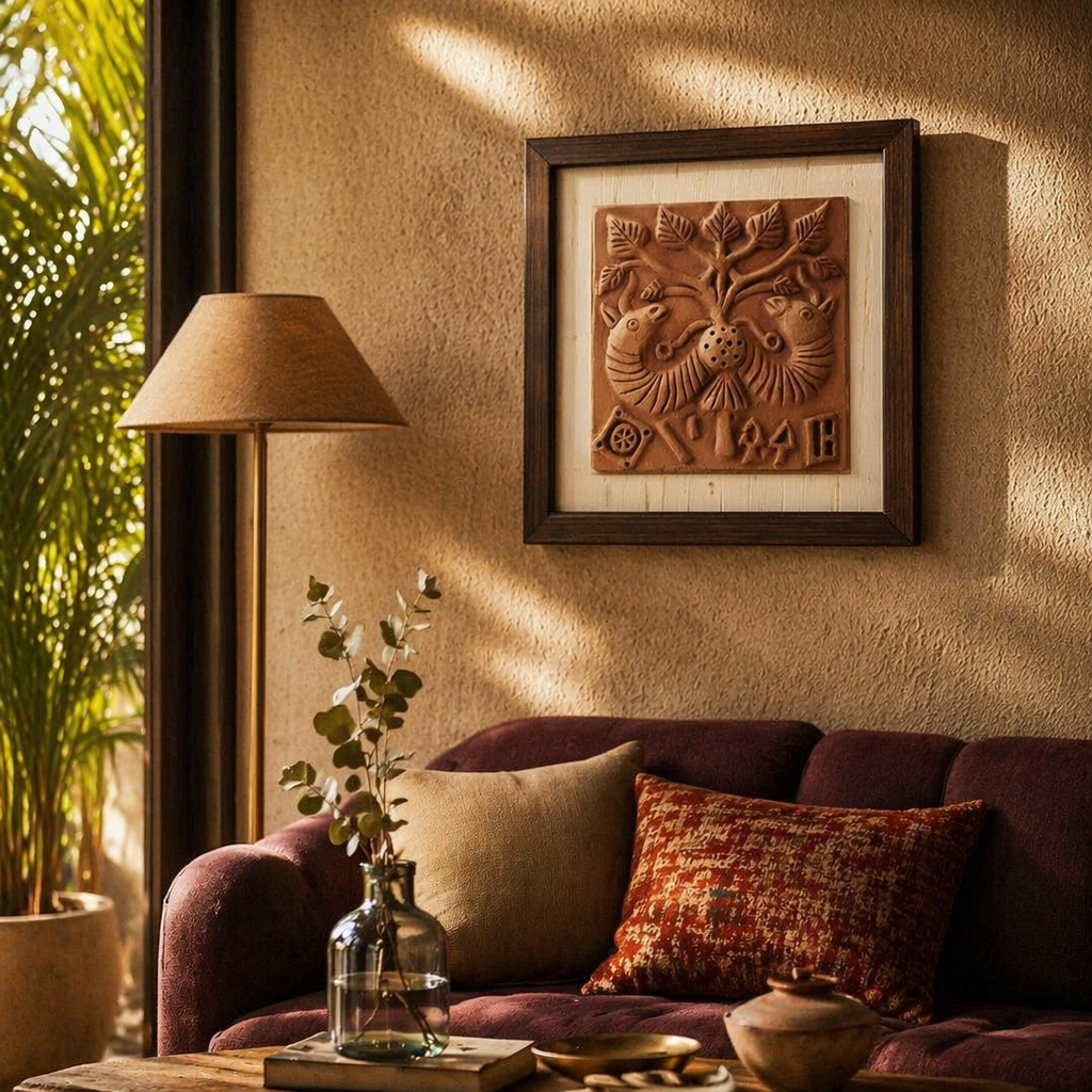 Harappan Seal Terracotta Peepul Tree Replica, The Art Wall. Handmade in India by House of Taraasha.