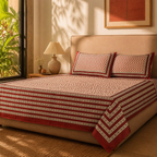 Maroon & Black Bagru Chevron Bedsheet, The Linen Room. Handmade in India by House of Taraasha.