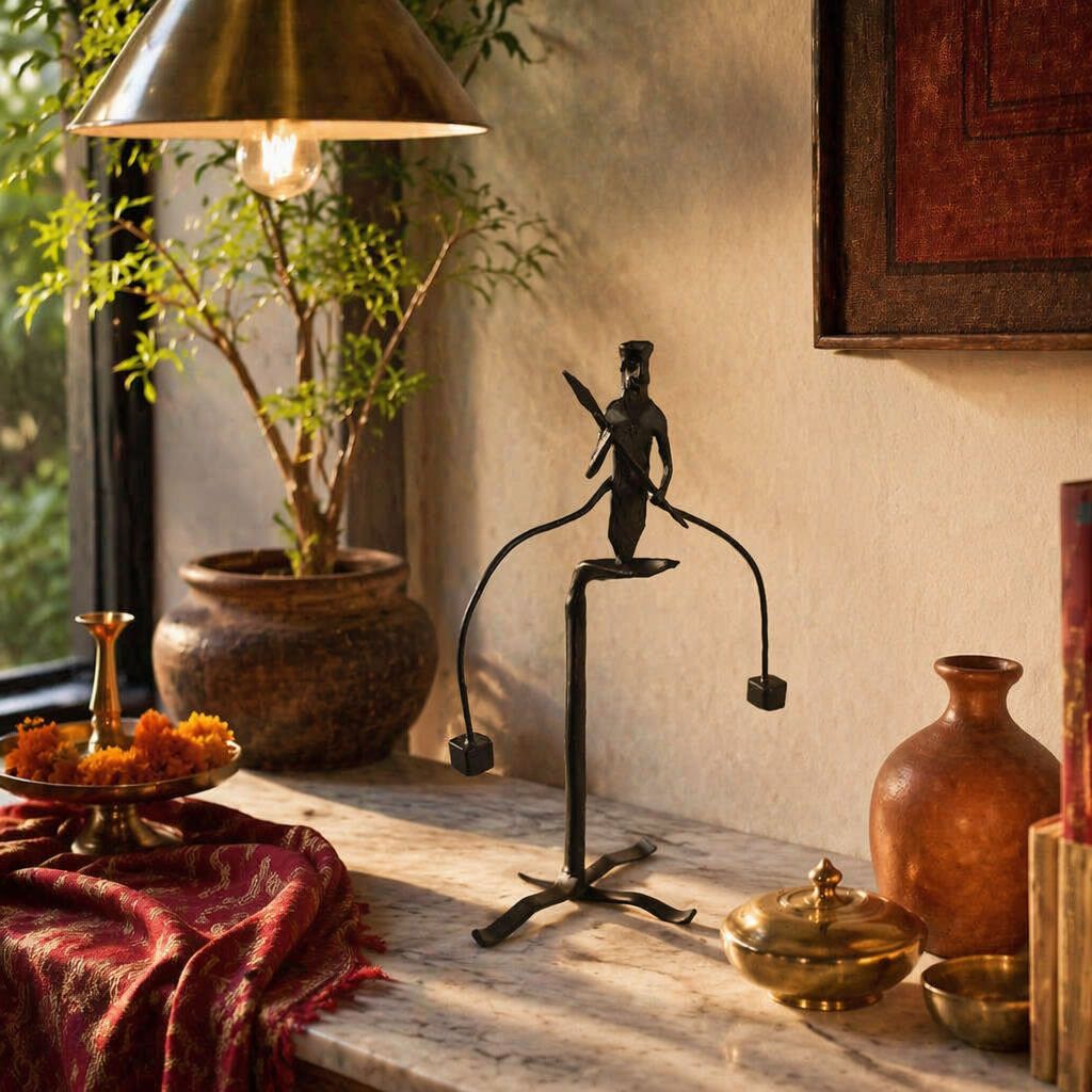 Bastar Balance Wrought Iron Figurine, Tribal Stories. Handmade in India by House of Taraasha.