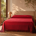 Berry Tones Handwoven Cotton Bed Cover, The Linen Room. Handmade in India by House of Taraasha.
