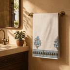 Block-Printed Waffle Hand-Printed Cotton Bath Towel, The Linen Room. Handmade in India by House of Taraasha.