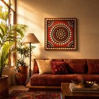 Lippan Wall Panel Deep Red and Black, The Art Wall. Handmade in India by House of Taraasha.