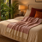 Chevron Pink Handwoven Pure Cotton Throw, The Linen Room. Handmade in India by House of Taraasha.