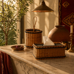 Kashmir Willow Tissue Box & Cutlery Caddy, The Wicker House. Handmade in India by House of Taraasha.