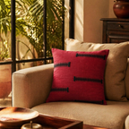 Naga Tribal Backstrap-Loom Black & Red Cushion Cover, The Living Room. Handmade in India by House of Taraasha.