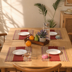 Madur Grass Woven Table Mats Maroon, The Gathered Table. Handmade in India by House of Taraasha.