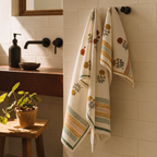 Marigold Hand Block-Printed Waffle Cotton Towel Set, The Linen Room. Handmade in India by House of Taraasha.