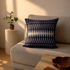 Naga Indigo Fusion Backstrap-Woven Blue and White Cushion Cover, The Living Room. Handmade in India by House of Taraasha.