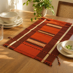 Tangerine Striped Naga Backstrap-Woven Table Mat, The Gathered Table. Handmade in India by House of Taraasha.