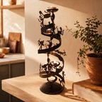 Bastar Wrought Iron Spiral Tealight Holder, Still Light. Handmade in India by House of Taraasha.