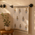 Yellow Floral Hand Block-Printed Cotton Hand Towel, The Linen Room. Handmade in India by House of Taraasha.