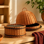 Kashmir Willow Storage Box & Cloche Platter, The Wicker House. Handmade in India by House of Taraasha.