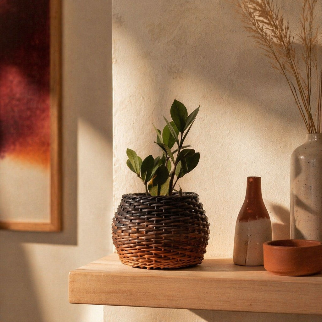 Indigo Ombre Kashmiri Willow Wicker Planters, The Art Wall. Handmade in India by House of Taraasha.