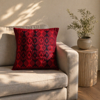 Naga Arrowhead Backstrap-Woven Red and Black Cushion Cover, The Living Room. Handmade in India by House of Taraasha.
