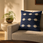 Naga White Flower Backstrap-Loom Woven Cotton Cushion Cover, The Living Room. Handmade in India by House of Taraasha.