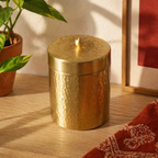 Moradabad Hammered Pure Brass Dabba, Medium, The Brass Atelier. Handmade in India by House of Taraasha.